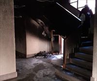 Trasladado al hospital un bebé tras un incendio en un edificio de Tudela