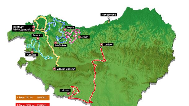 Recorrido oficial de la Vuelta al País Vasco 2022. Foto: Itzulia