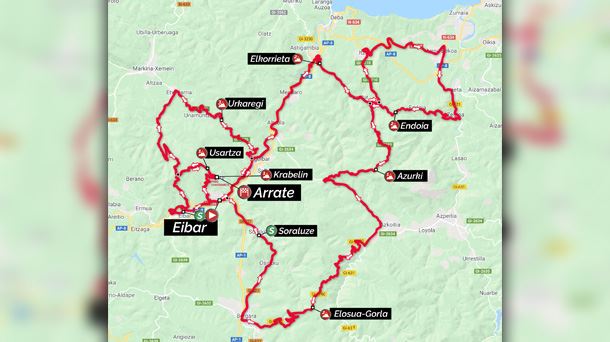 Recorrido de la etapa 6 de la Vuelta al País Vasco 2022. Foto: Itzulia