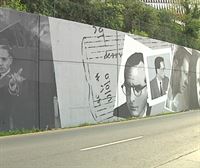 Un mural de grandes dimensiones en Olabeaga conmemora los 100 años de la BOS