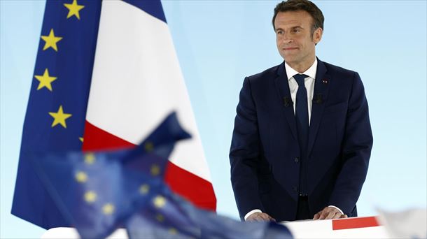 Emmanuel Macron, hoy, en su discurso tras los resultados. Foto: EFE