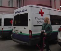 Llegan al frente de guerra las dos ambulancias de Sestao cargadas de material médico