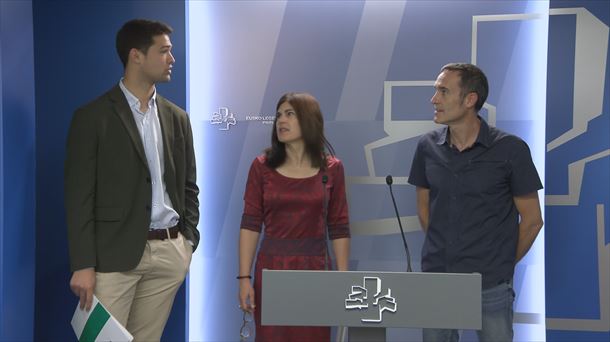 Joseba Díez, Miren Gorrotxategi y Julen Arzuaga. Imagen obtenida de un vídeo de EITB Media.