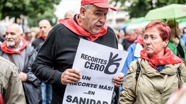 Manifestación de los sindicatos de Osakidetza, en Bilbao. Foto: EFE