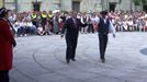 Juan Mari Aburto baila el tradicional aurresku de honor en la basílica de Begoña