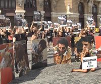 Antitaurinos protestan en Bilbao en repulsa a las corridas de toros de Aste Nagusia
