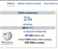 Euskarazko Wikipedia, markak hausten
