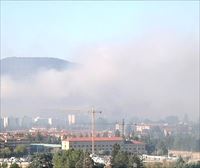 Un incendio en el monte Ezkaba obliga a cerrar al tráfico la ronda de Pamplona