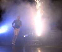 Espectáculo con luces y música en el Navarra Arena en las semifinales del Másters CaixaBank