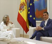 Pedro Sánchez y Yolanda Díaz escenifican en Moncloa el acuerdo de presupuestos para 2023