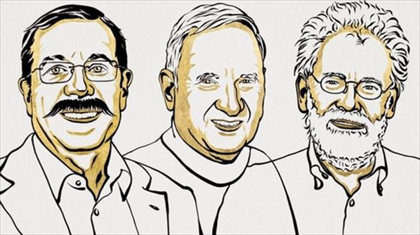 Alain Aspect, John F. Clauser y Anton Zeilinger | Ill. Niklas Elmehed © Nobel Prize Outreach
