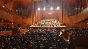 Euskadiko Orkestra durante una actuación en el Palacio Euskalduna