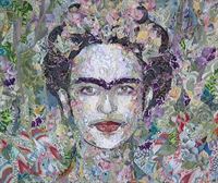 La artista vasca Elixabete Mendibe realiza cinco retratos de Frida Kahlo con la técnica tela sobre tela