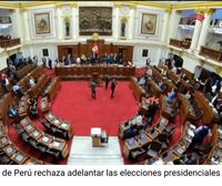 El Congreso de Perú rechaza adelantar las elecciones presidenciales a 2023