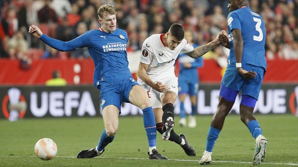 Sevillak 3-0 irabazi du PSV Eindhoven taldearen aurka, emaitza oso ona lortuta. Argazkia: EFE. 