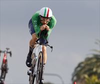 Filippo Ganna, primer líder de la Tirreno-Adriático tras ganar la contrarreloj