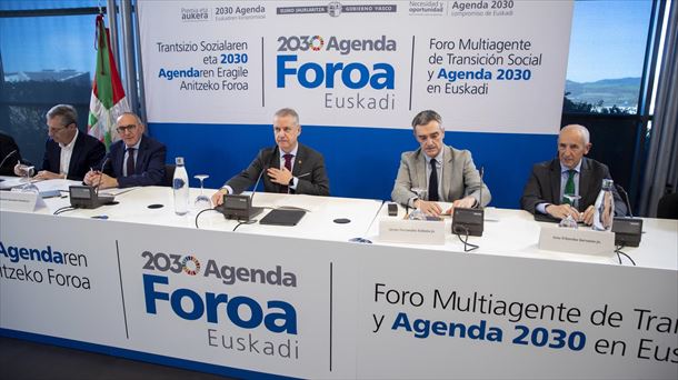 El lehendakari, Iñigo Urkullu, en el 'Foro Agenda 2030 Euskadi'. Foto: EFE