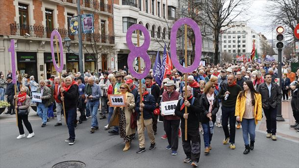 Manifestación en Bilbao en defensa de unas pensiones dignas. Foto: EFE