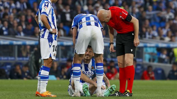 Momento de la lesión de Silva ante el Almería