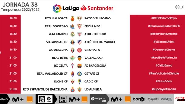 Athletic, Real Sociedad and Osasuna will play at 6:30 p.m. on the last day, on Sunday