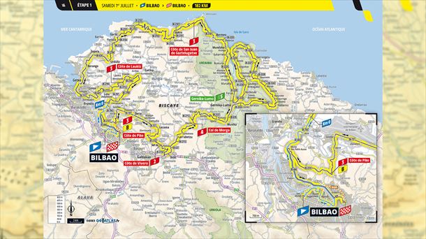 Mapa del recorrido de la 1ª etapa del Tour de Francia. Foto: A.S.O.
