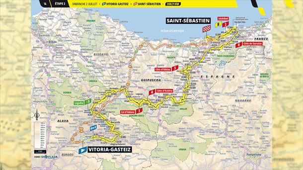 2023ko Frantziako Tourraren 2. etaparen ibilbidea. Argazkia: ©GEOATLAS