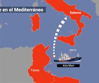 El Aita Mari se dirige al puerto de Salerno con las 172 personas rescatadas en Lampedusa