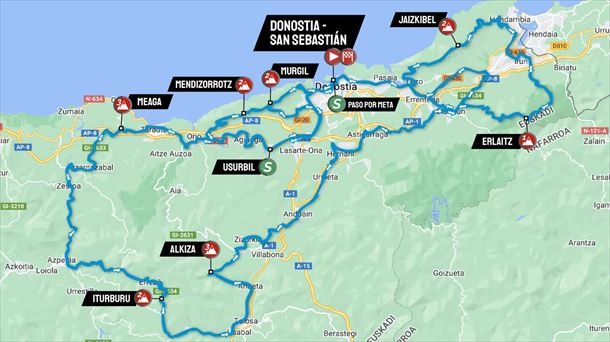 Mapa del recorrido de la carrera. Foto: Clásica San Sebastián