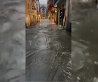 La fuerte tromba de agua y granizo anega calles en Bilbalo y alrededores