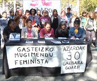 Zaintza sektoreko langileen grebarako eskubidea aldarrikatu du Mugimendu Feministak 