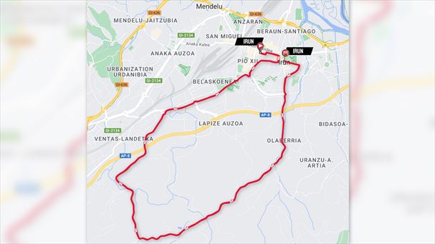 Mapa de la contrarreloj de la primera etapa de la Itzulia 2024. Foto: Itzulia Basque Country